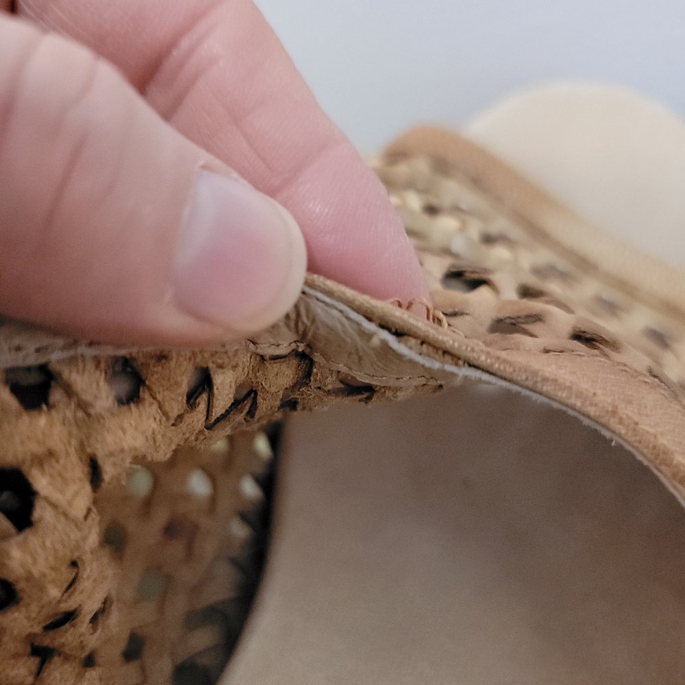 Antelope  Woven Tan Leather Wedge Sandals Size 7 - Picture 7 of 8